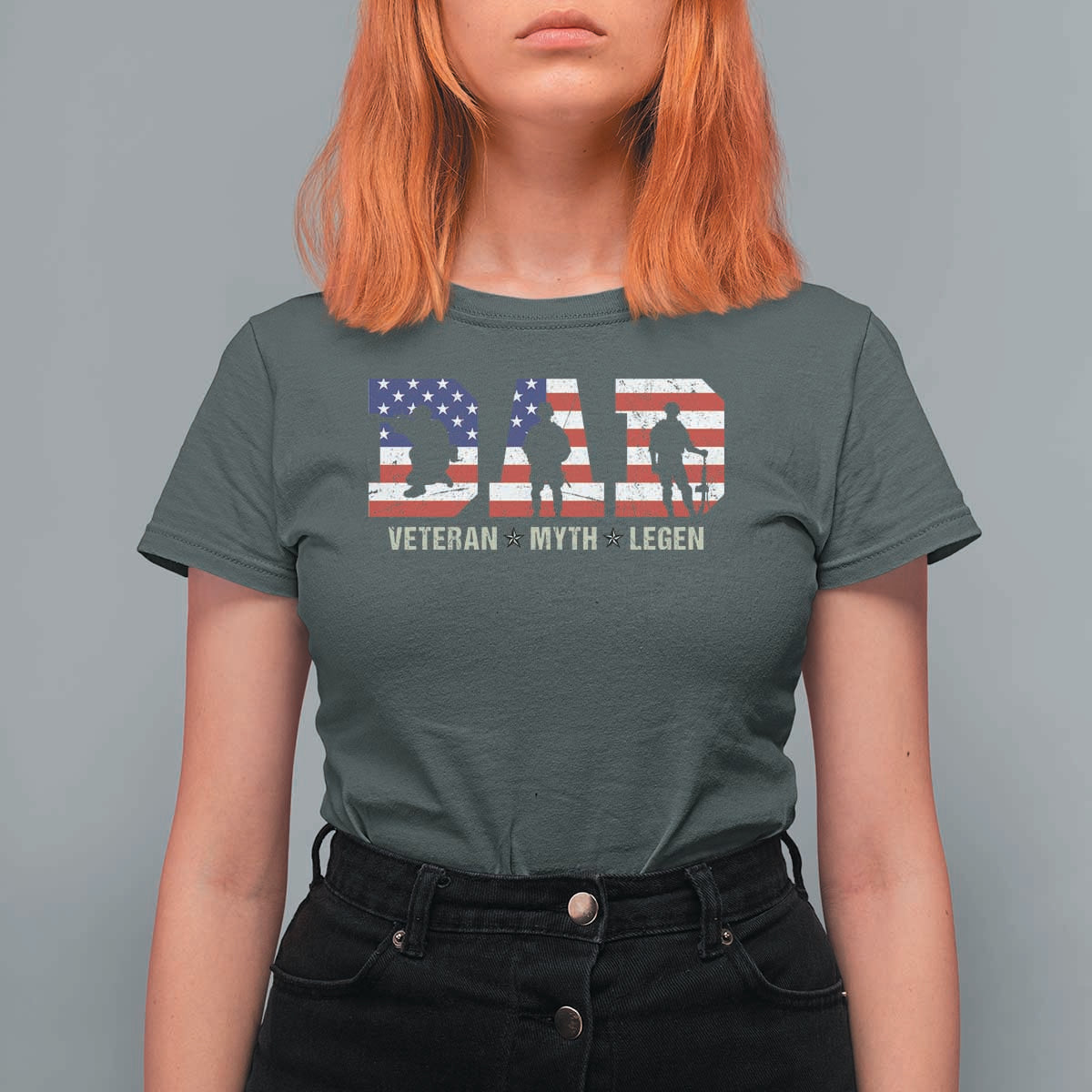 Veteran Dad The Myth Legend T Shirt For Women Cool Father's Day Military Gifts 4th of July