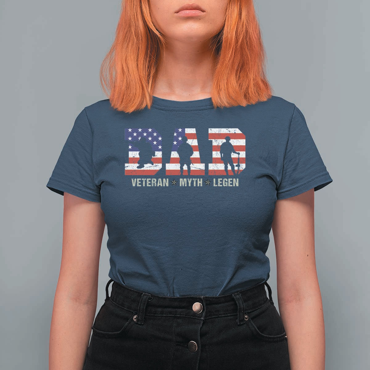 Veteran Dad The Myth Legend T Shirt For Women Cool Father's Day Military Gifts 4th of July