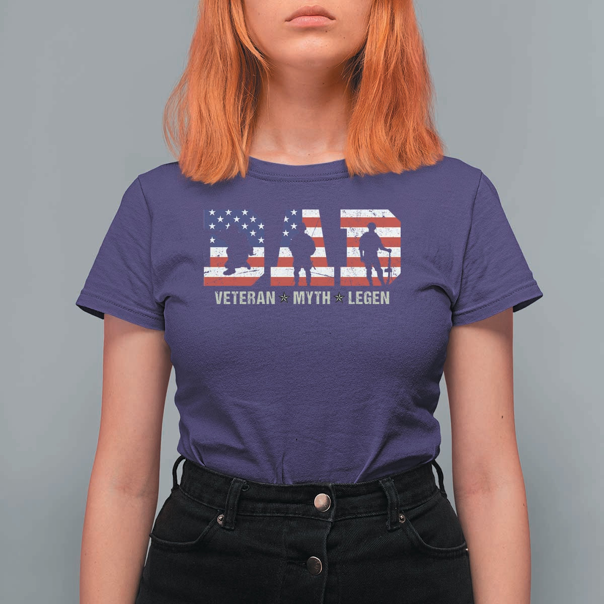 Veteran Dad The Myth Legend T Shirt For Women Cool Father's Day Military Gifts 4th of July