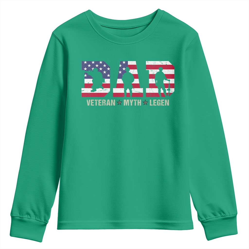 Veteran Dad The Myth Legend Youth Sweatshirt Cool Father's Day Military Gifts 4th of July