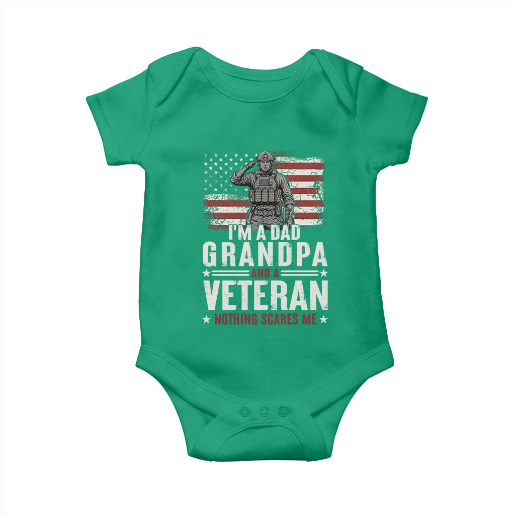 I'm A Dad Grandpa and Veteran Nothing Scares Me Baby Onesie Funny Veteran Dad Grandpa Humor