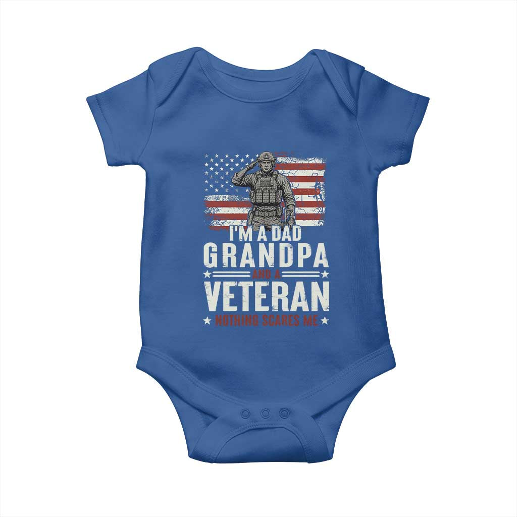 I'm A Dad Grandpa and Veteran Nothing Scares Me Baby Onesie Funny Veteran Dad Grandpa Humor