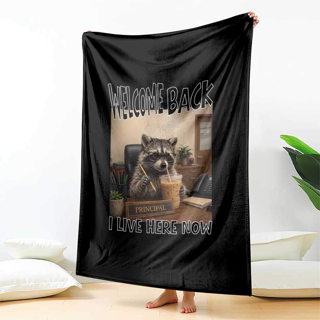 Funny Raccoon School Principal Throw Blanket Welcom Back To School