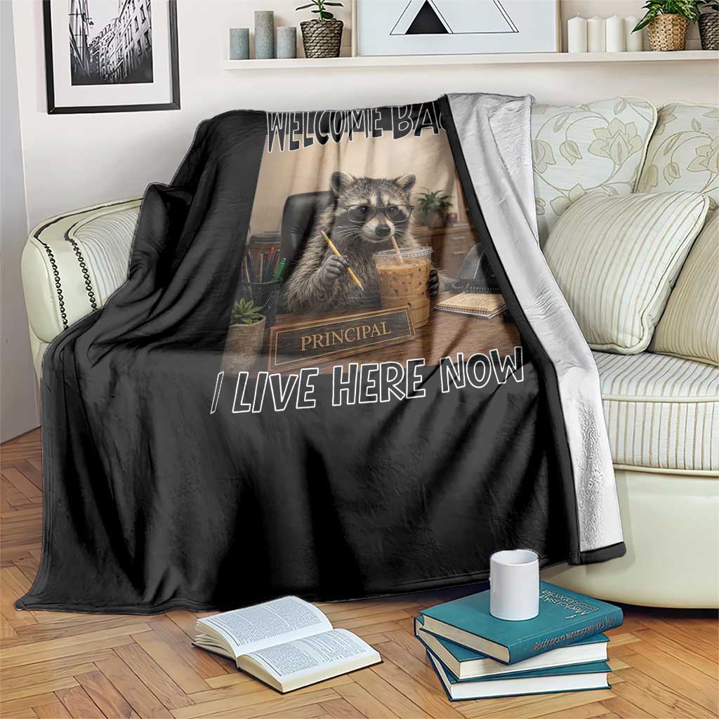 Funny Raccoon School Principal Throw Blanket Welcom Back To School