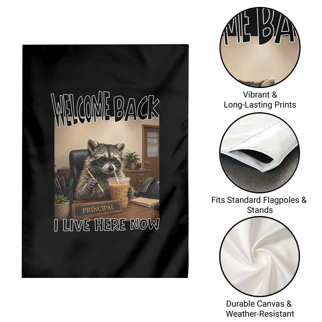 Funny Raccoon School Principal Garden Flag Welcom Back To School