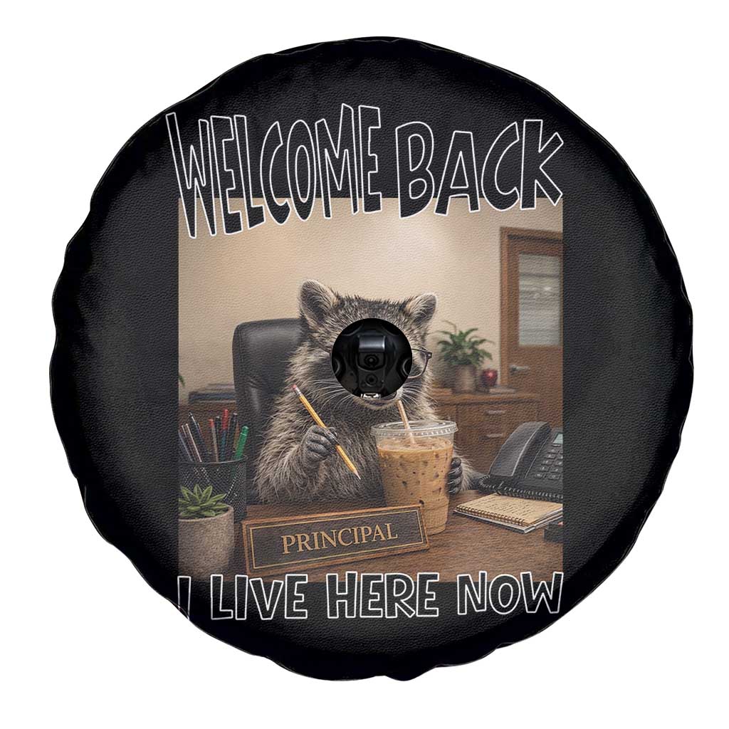Funny Raccoon School Principal Spare Tire Cover Welcom Back To School