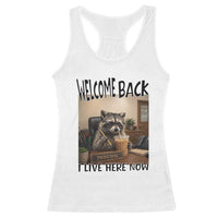 Funny Raccoon School Principal Racerback Tank Top Welcom Back To School