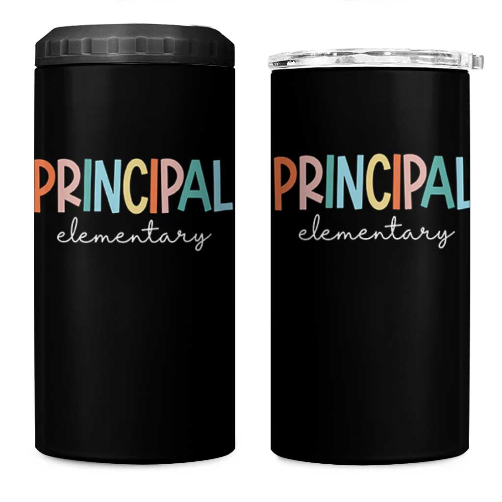 Boho Retro Vintage Elementary Principal Back to School 4 in 1 Can Cooler Tumbler