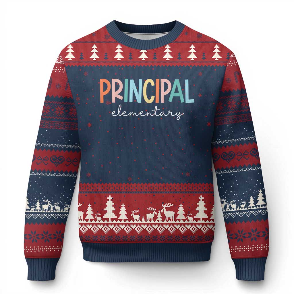 Boho Retro Vintage Elementary Principal Back to School Ugly Christmas Sweater
