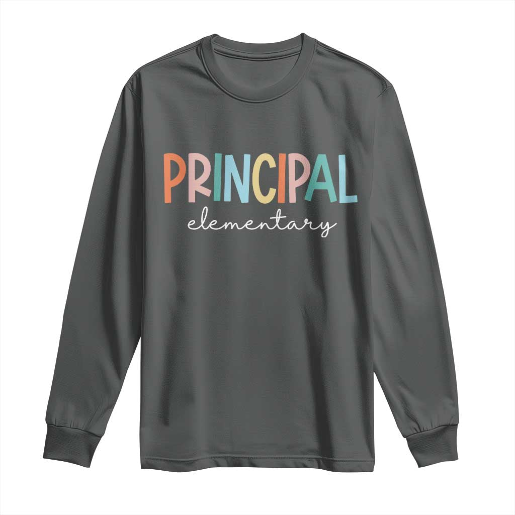 Boho Retro Vintage Elementary Principal Back to School Long Sleeve Shirt