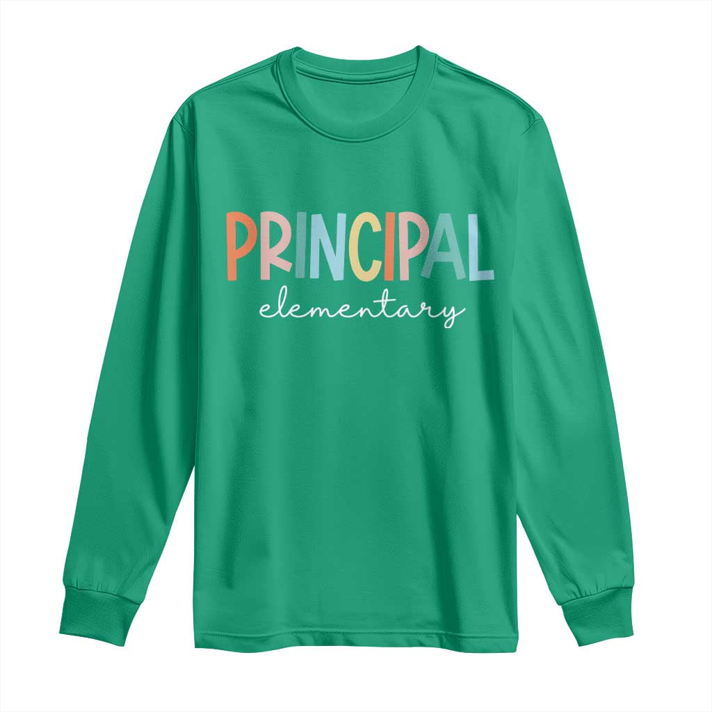 Boho Retro Vintage Elementary Principal Back to School Long Sleeve Shirt