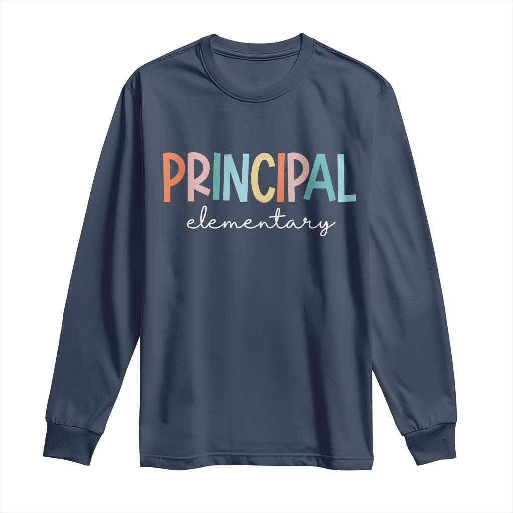 Boho Retro Vintage Elementary Principal Back to School Long Sleeve Shirt