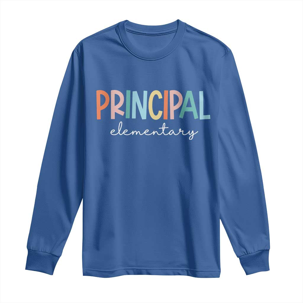 Boho Retro Vintage Elementary Principal Back to School Long Sleeve Shirt