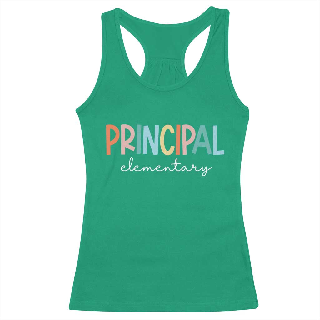 Boho Retro Vintage Elementary Principal Back to School Racerback Tank Top