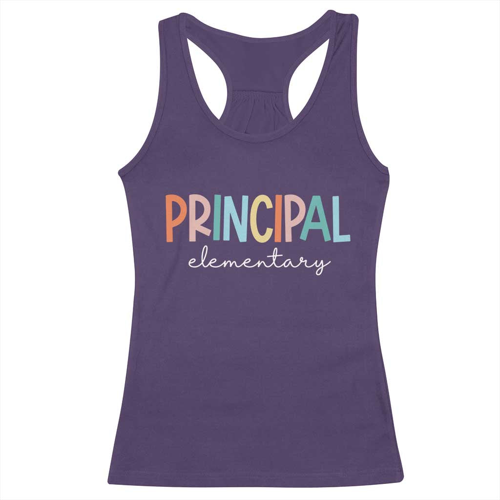 Boho Retro Vintage Elementary Principal Back to School Racerback Tank Top