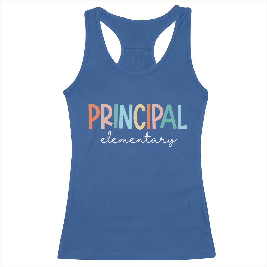 Boho Retro Vintage Elementary Principal Back to School Racerback Tank Top