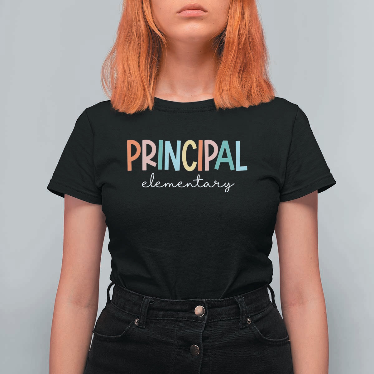 Boho Retro Vintage Elementary Principal Back to School T Shirt For Women