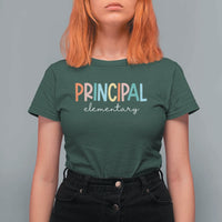 Boho Retro Vintage Elementary Principal Back to School T Shirt For Women