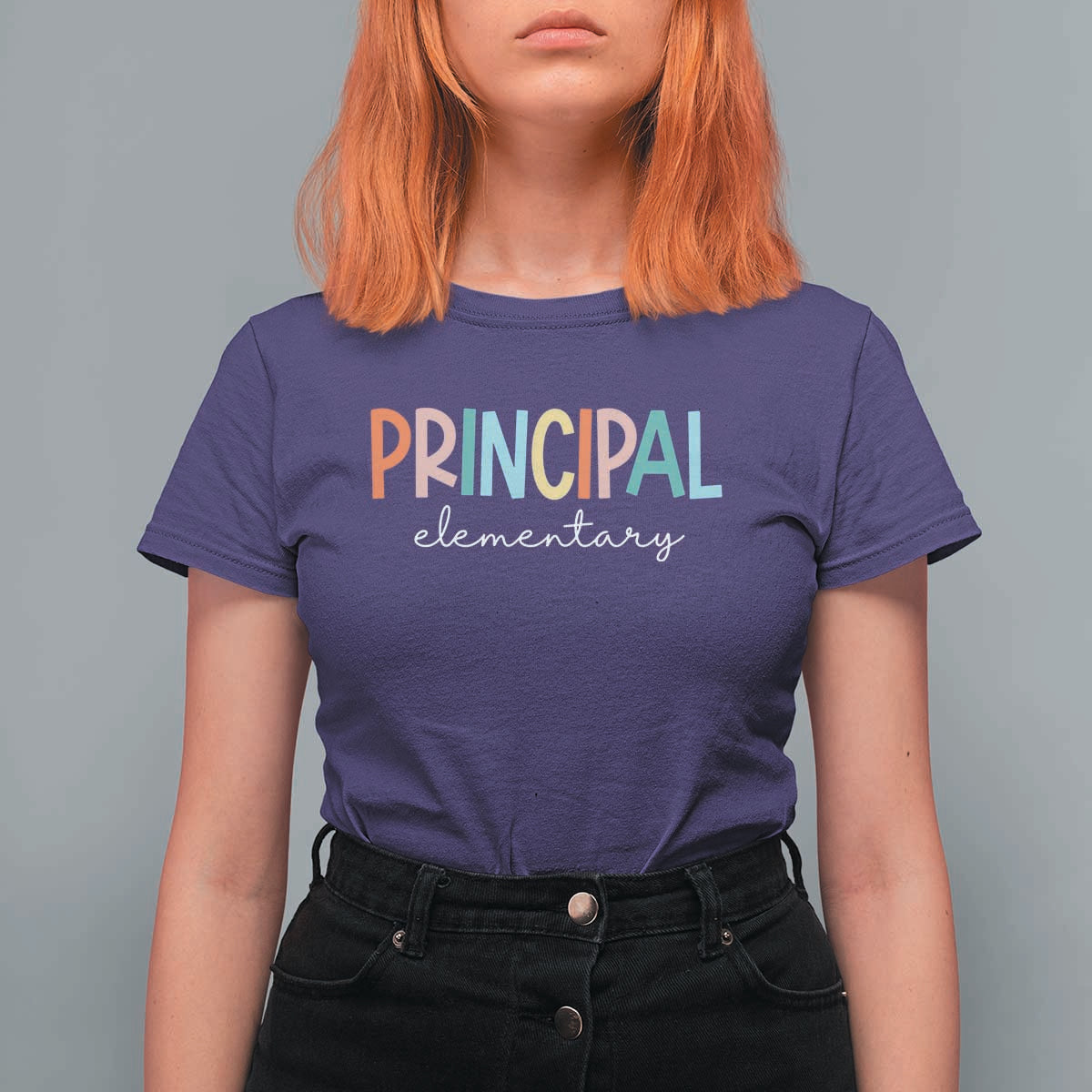 Boho Retro Vintage Elementary Principal Back to School T Shirt For Women