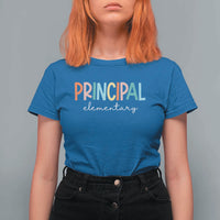 Boho Retro Vintage Elementary Principal Back to School T Shirt For Women
