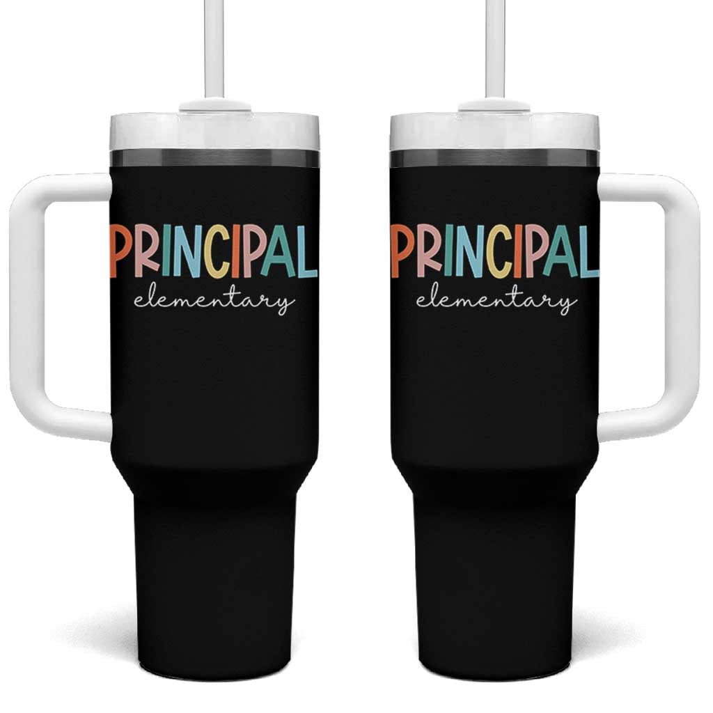 Boho Retro Vintage Elementary Principal Back to School Tumbler With Handle
