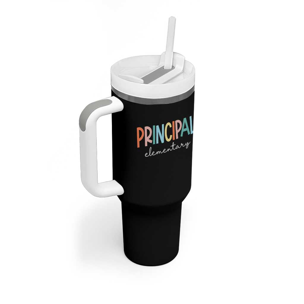 Boho Retro Vintage Elementary Principal Back to School Tumbler With Handle