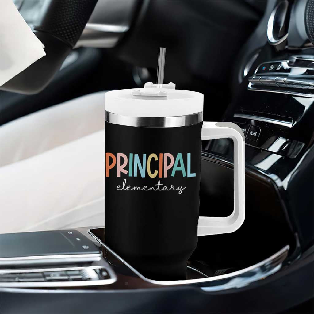 Boho Retro Vintage Elementary Principal Back to School Tumbler With Handle
