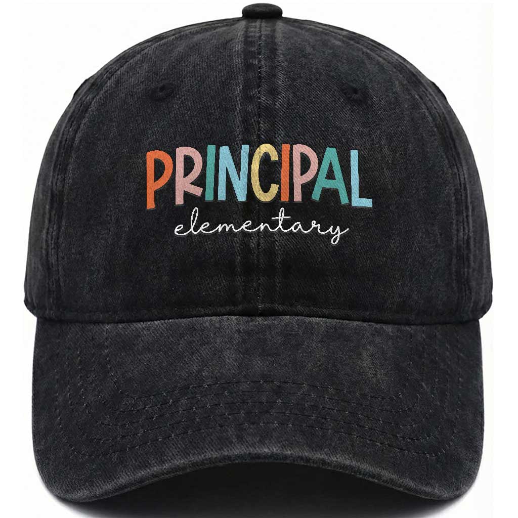 Boho Retro Vintage Elementary Principal Back to School Washed Cotton Baseball Cap