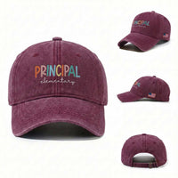 Boho Retro Vintage Elementary Principal Back to School Washed Cotton Baseball Cap