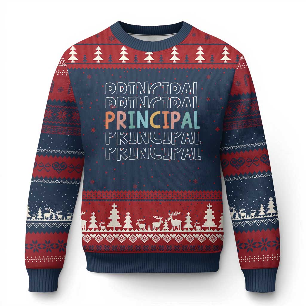 Boho Retro Vintage Principal Back to School Ugly Christmas Sweater
