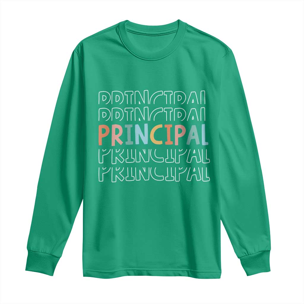 Boho Retro Vintage Principal Back to School Long Sleeve Shirt