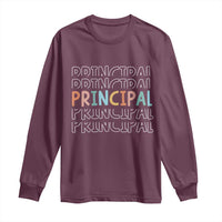 Boho Retro Vintage Principal Back to School Long Sleeve Shirt