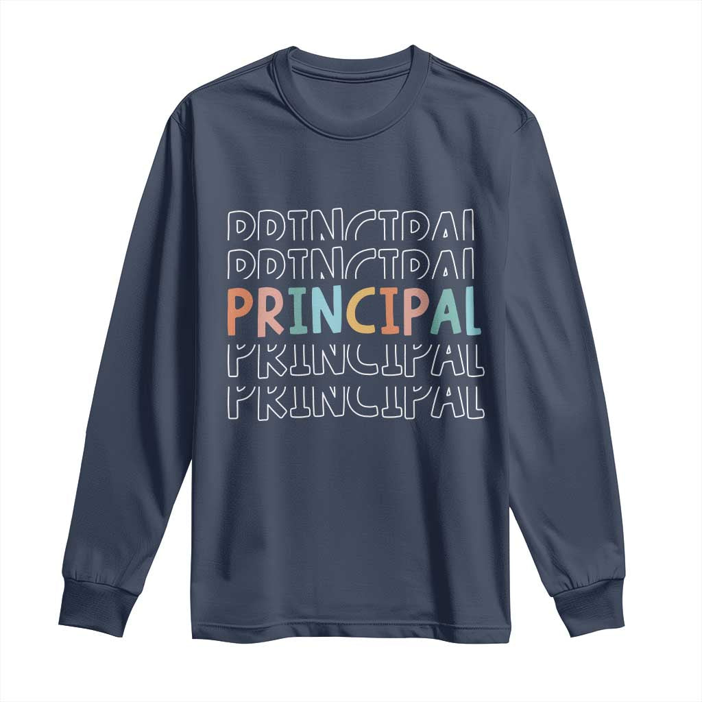 Boho Retro Vintage Principal Back to School Long Sleeve Shirt