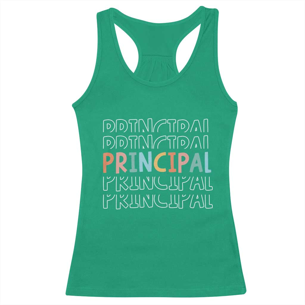 Boho Retro Vintage Principal Back to School Racerback Tank Top