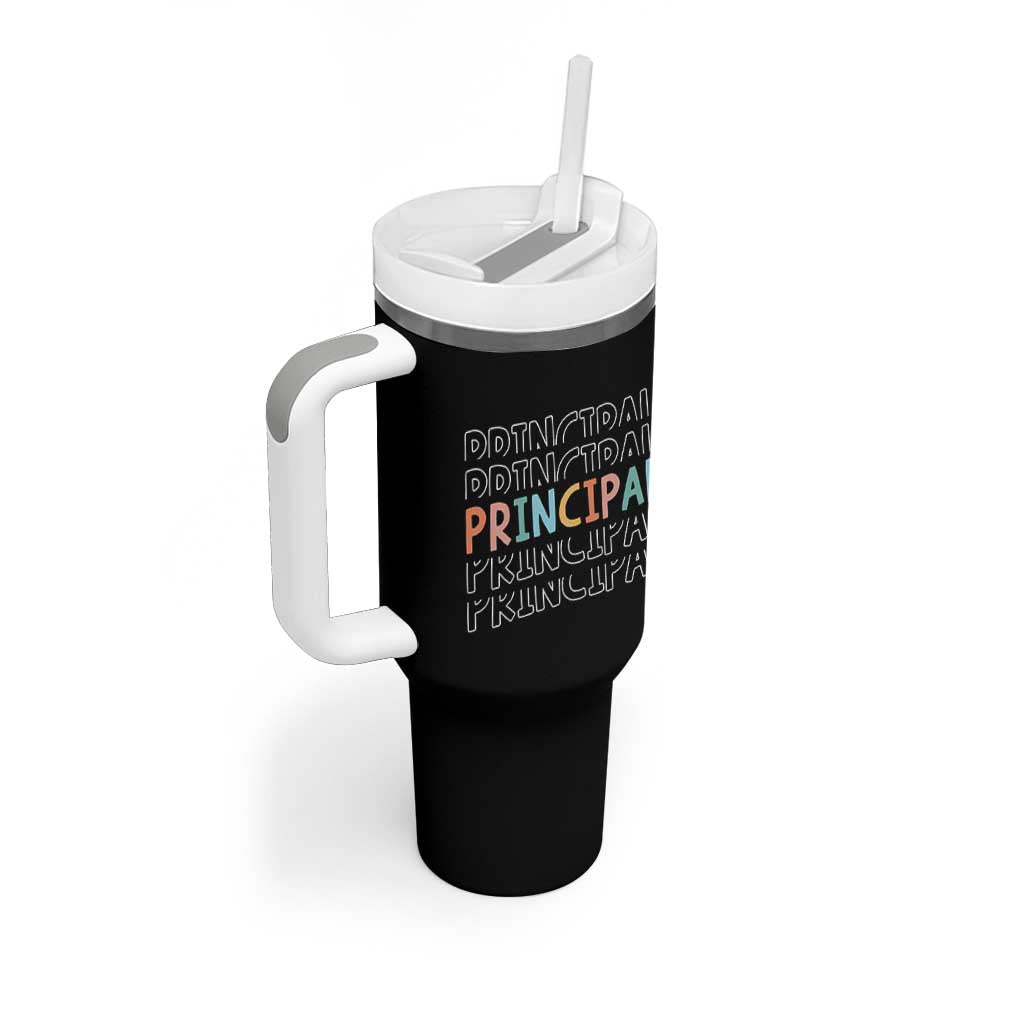 Boho Retro Vintage Principal Back to School Tumbler With Handle