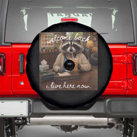 Funny School Therapist Raccoon Drinking Iced Coffee Spare Tire Cover