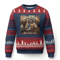 Funny School Therapist Raccoon Drinking Iced Coffee Ugly Christmas Sweater