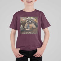 Funny School Therapist Raccoon Drinking Iced Coffee T Shirt For Kid