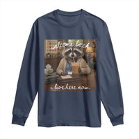 Funny School Therapist Raccoon Drinking Iced Coffee Long Sleeve Shirt