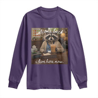 Funny School Therapist Raccoon Drinking Iced Coffee Long Sleeve Shirt
