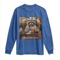 Funny School Therapist Raccoon Drinking Iced Coffee Long Sleeve Shirt