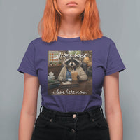Funny School Therapist Raccoon Drinking Iced Coffee T Shirt For Women