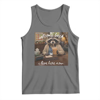 Funny School Therapist Raccoon Drinking Iced Coffee Tank Top