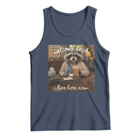 Funny School Therapist Raccoon Drinking Iced Coffee Tank Top