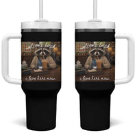 Funny School Therapist Raccoon Drinking Iced Coffee Tumbler With Handle