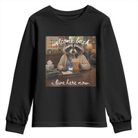 Funny School Therapist Raccoon Drinking Iced Coffee Youth Sweatshirt