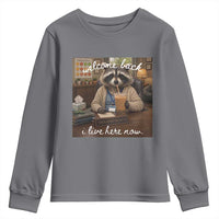 Funny School Therapist Raccoon Drinking Iced Coffee Youth Sweatshirt