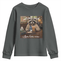 Funny School Therapist Raccoon Drinking Iced Coffee Youth Sweatshirt