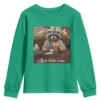 Funny School Therapist Raccoon Drinking Iced Coffee Youth Sweatshirt