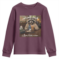 Funny School Therapist Raccoon Drinking Iced Coffee Youth Sweatshirt